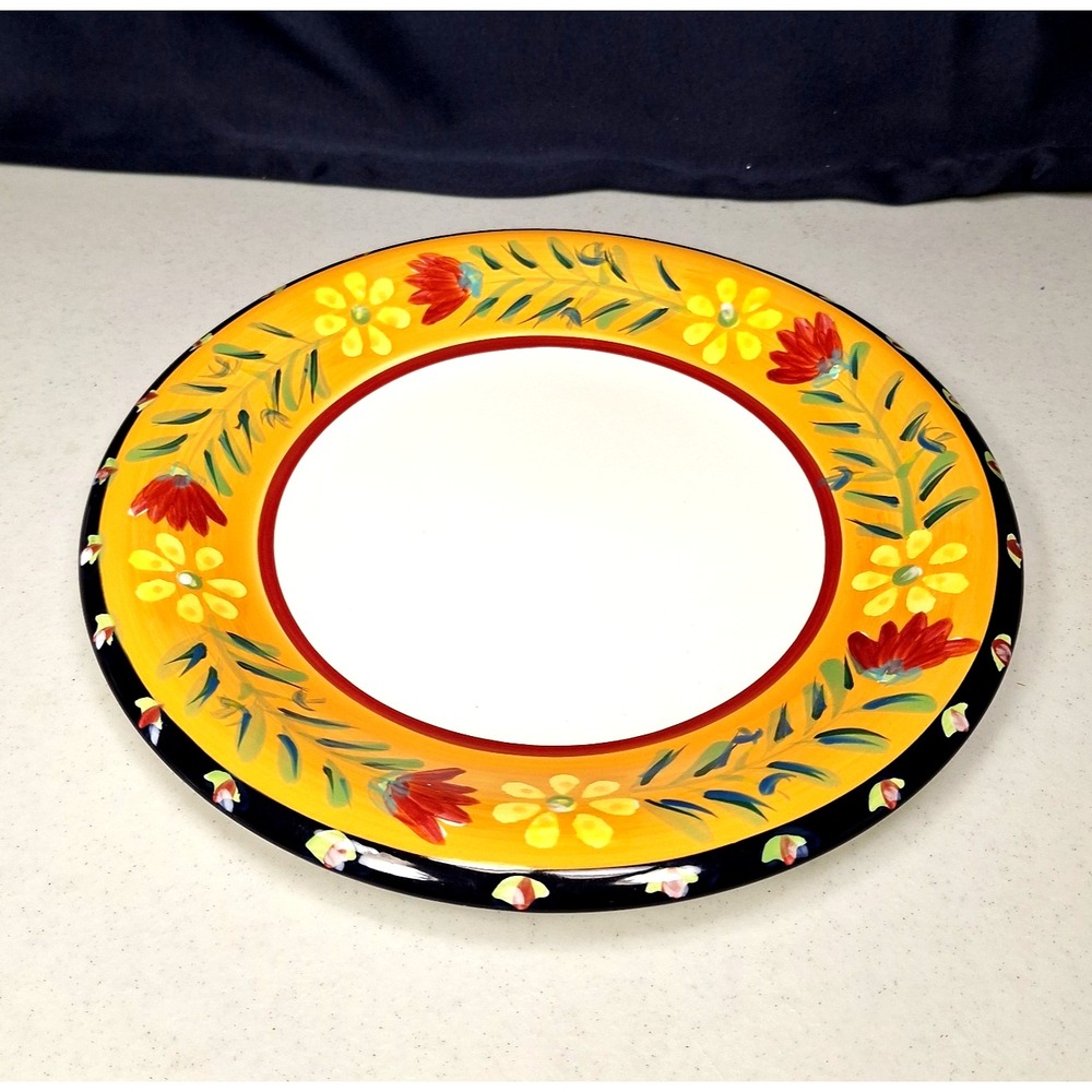 Pier 1 Imports Doneva Dinner Plate Earthenware Hand Painted Floral Discontinued